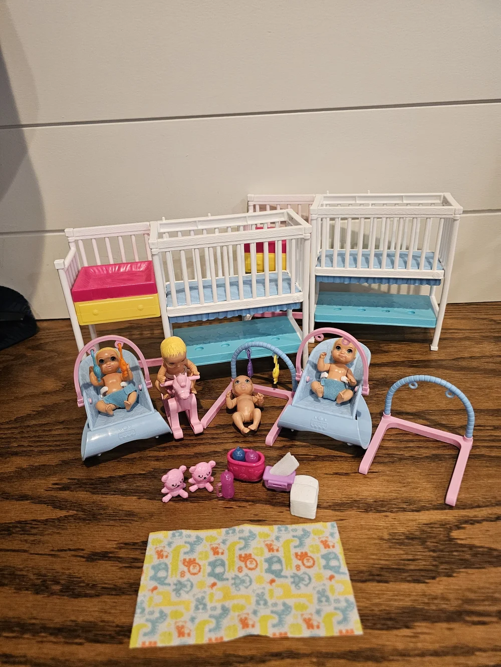 Barbie Nursery Playset - 4 Babies & 2 Cribs